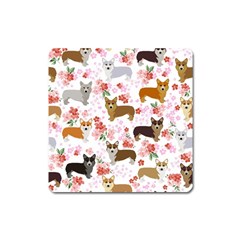 Corgis Corgi Pattern Square Magnet