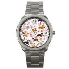 Corgis Corgi Pattern Sport Metal Watch