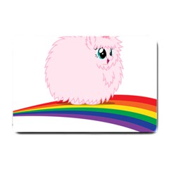 Pink Fluffy Unicorns Dancing On Rainbows Drawing Small Doormat 