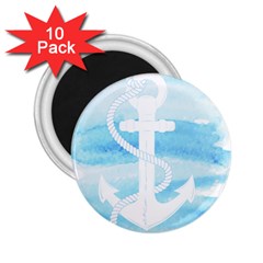 Anchor Watercolor Painting Blue 2 25  Magnets (10 Pack) 