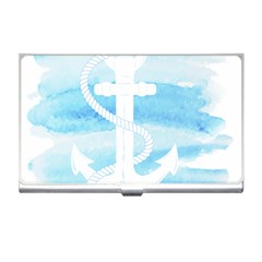 Anchor Watercolor Painting Blue Business Card Holder