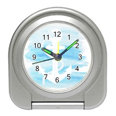 Anchor Watercolor Painting Blue Travel Alarm Clock