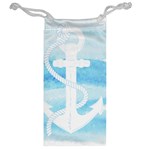 Anchor Watercolor Painting Blue Jewelry Bag Back