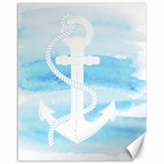 Anchor Watercolor Painting Blue Canvas 11  X 14 