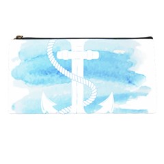 Anchor Watercolor Painting Blue Pencil Cases