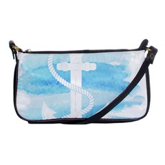 Anchor Watercolor Painting Blue Shoulder Clutch Bag by Sudhe