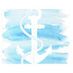 Anchor Watercolor Painting Blue Double Sided Flano Blanket (medium) 