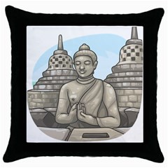 Borobudur Temple Throw Pillow Case (black)