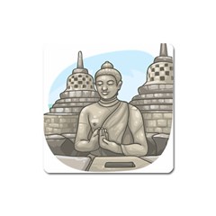 Borobudur Temple Square Magnet by Sudhe