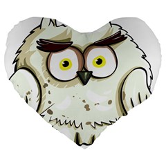 Owl Bird Eyes Cartoon Good Large 19  Premium Flano Heart Shape Cushions