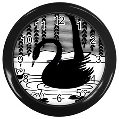 Vintage Swan Bird Nature Water Wall Clock (black)