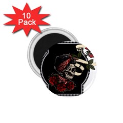 Skull Rose Fantasy Dark Flowers 1 75  Magnets (10 Pack) 