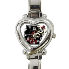 Skull Rose Fantasy Dark Flowers Heart Italian Charm Watch