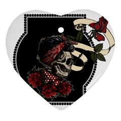 Skull Rose Fantasy Dark Flowers Heart Ornament (two Sides)