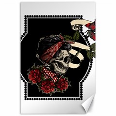 Skull Rose Fantasy Dark Flowers Canvas 24  X 36  by Sudhe