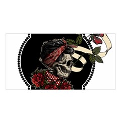 Skull Rose Fantasy Dark Flowers Satin Shawl