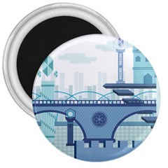 Blue City Building Fantasy 3  Magnets