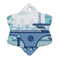 Blue City Building Fantasy Ornament (snowflake) by Sudhe