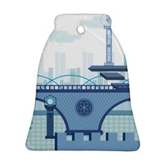 Blue City Building Fantasy Bell Ornament (two Sides) by Sudhe