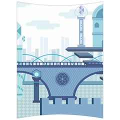 Blue City Building Fantasy Back Support Cushion by Sudhe