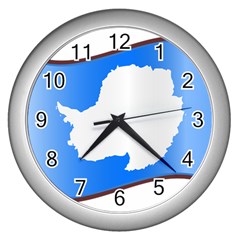 Waving Proposed Flag of Antarctica Wall Clock (Silver)