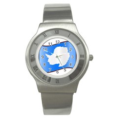 Waving Proposed Flag of Antarctica Stainless Steel Watch
