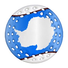 Waving Proposed Flag of Antarctica Round Filigree Ornament (Two Sides)