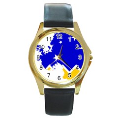 Chilean Magallanes Region Flag Map Of Antarctica Round Gold Metal Watch by abbeyz71