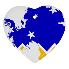 Chilean Magallanes Region Flag Map Of Antarctica Heart Ornament (two Sides)