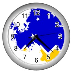 Chilean Magallanes Region Flag Map Of Antarctica Wall Clock (silver) by abbeyz71