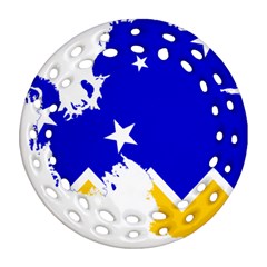 Chilean Magallanes Region Flag Map Of Antarctica Round Filigree Ornament (two Sides) by abbeyz71