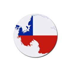 Chile Flag Map Of Antarctica Rubber Coaster (round)  by abbeyz71
