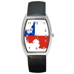 Chile Flag Map Of Antarctica Barrel Style Metal Watch by abbeyz71