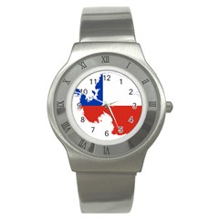 Chile Flag Map of Antarctica Stainless Steel Watch