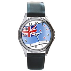 Waving Proposed Flag Of The Ross Dependency Round Metal Watch by abbeyz71