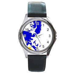 Magallanes Region Flag Map Of Chilean Antarctic Territory Round Metal Watch by abbeyz71