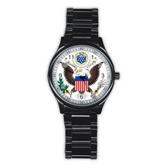 Greater Coat Of Arms Of The United States Stainless Steel Round Watch by abbeyz71
