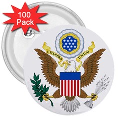 Great Seal Of The United States - Obverse 3  Buttons (100 Pack)  by abbeyz71