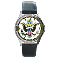 Great Seal Of The United States - Obverse  Round Metal Watch by abbeyz71