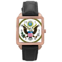 Great Seal Of The United States - Obverse  Rose Gold Leather Watch  by abbeyz71