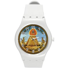 Great Seal Of The United States - Reverse Round Plastic Sport Watch (m) by abbeyz71