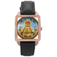 Great Seal Of The United States - Reverse Rose Gold Leather Watch  by abbeyz71