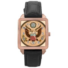 Great Seal Of The United States - Obverse Rose Gold Leather Watch  by abbeyz71