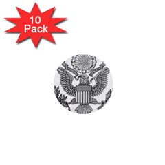 Black & White Great Seal Of The United States - Obverse  1  Mini Buttons (10 Pack)  by abbeyz71