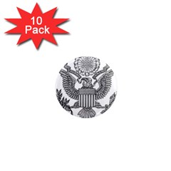 Black & White Great Seal Of The United States - Obverse  1  Mini Magnet (10 Pack)  by abbeyz71