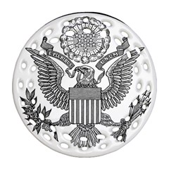 Black & White Great Seal Of The United States - Obverse  Round Filigree Ornament (two Sides) by abbeyz71