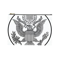Black & White Great Seal Of The United States - Obverse  Cosmetic Bag (large) by abbeyz71