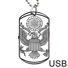 Black & White Great Seal Of The United States - Obverse  Dog Tag Usb Flash (two Sides) by abbeyz71