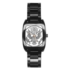 Black & White Great Seal Of The United States - Obverse  Stainless Steel Barrel Watch by abbeyz71