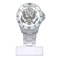 Black & White Great Seal Of The United States - Obverse  Plastic Nurses Watch by abbeyz71